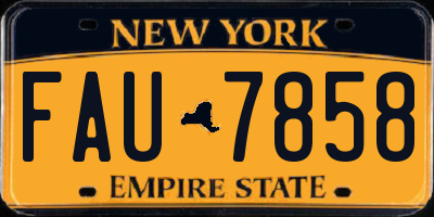 NY license plate FAU7858