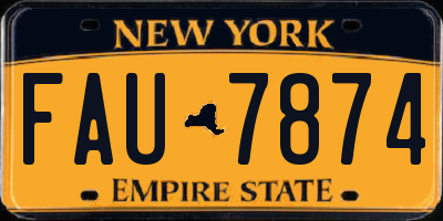 NY license plate FAU7874