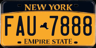 NY license plate FAU7888