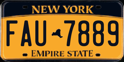 NY license plate FAU7889