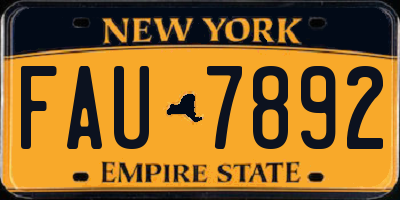 NY license plate FAU7892