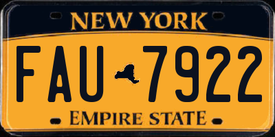 NY license plate FAU7922