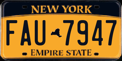 NY license plate FAU7947
