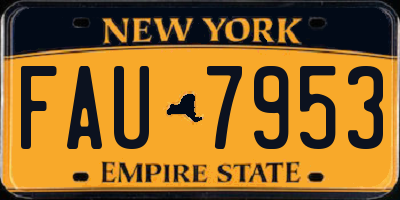 NY license plate FAU7953