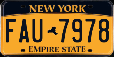 NY license plate FAU7978