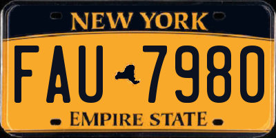 NY license plate FAU7980