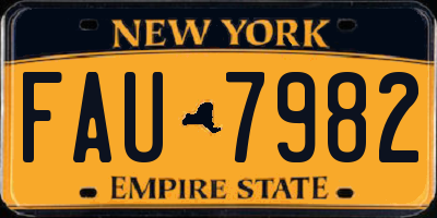 NY license plate FAU7982