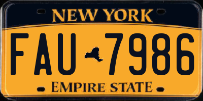 NY license plate FAU7986