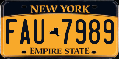 NY license plate FAU7989