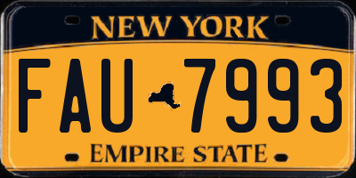 NY license plate FAU7993