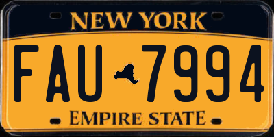 NY license plate FAU7994