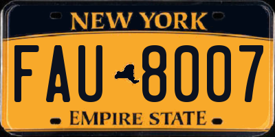 NY license plate FAU8007