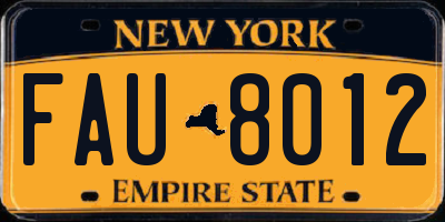 NY license plate FAU8012