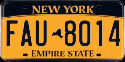 NY license plate FAU8014