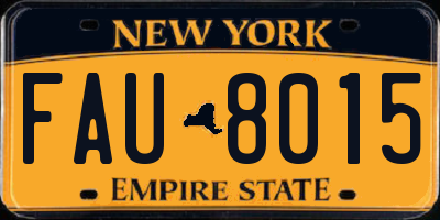 NY license plate FAU8015