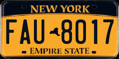 NY license plate FAU8017