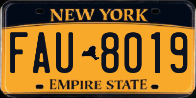 NY license plate FAU8019