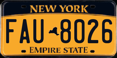 NY license plate FAU8026