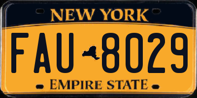 NY license plate FAU8029
