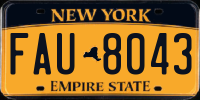 NY license plate FAU8043