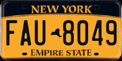 NY license plate FAU8049