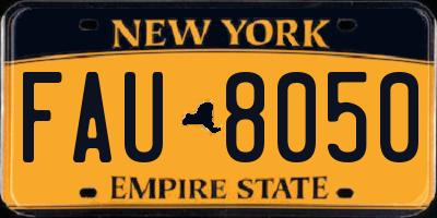 NY license plate FAU8050