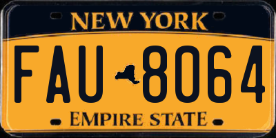 NY license plate FAU8064