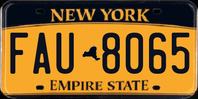 NY license plate FAU8065