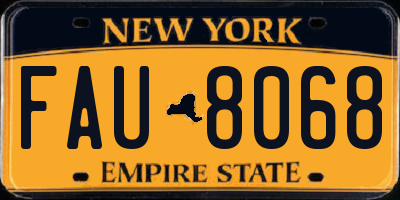 NY license plate FAU8068