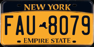 NY license plate FAU8079