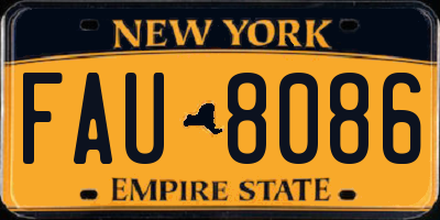 NY license plate FAU8086