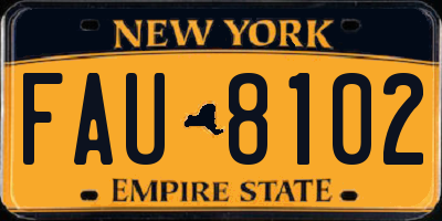 NY license plate FAU8102
