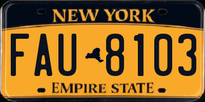NY license plate FAU8103
