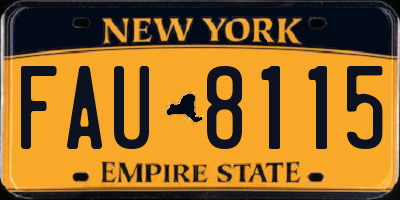NY license plate FAU8115