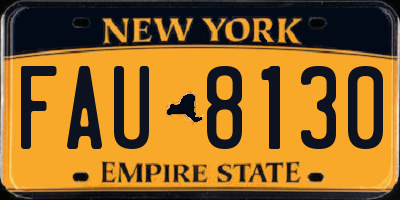 NY license plate FAU8130
