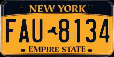 NY license plate FAU8134