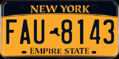 NY license plate FAU8143