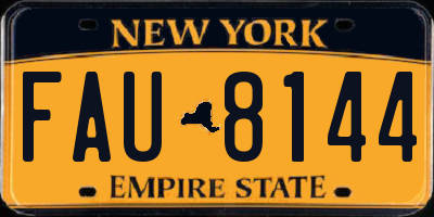 NY license plate FAU8144