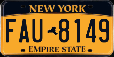 NY license plate FAU8149