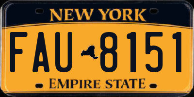 NY license plate FAU8151