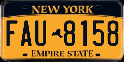 NY license plate FAU8158