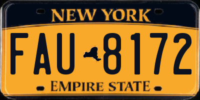 NY license plate FAU8172