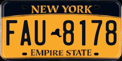 NY license plate FAU8178