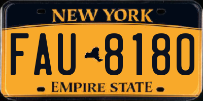 NY license plate FAU8180