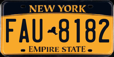 NY license plate FAU8182