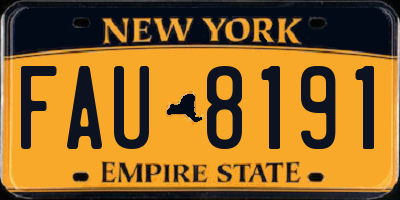 NY license plate FAU8191