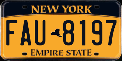 NY license plate FAU8197