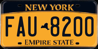 NY license plate FAU8200