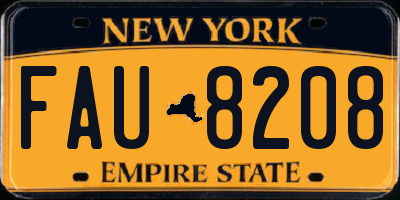 NY license plate FAU8208