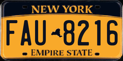 NY license plate FAU8216